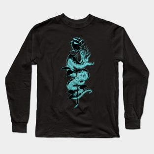 Snake and Rose Teal Variant Long Sleeve T-Shirt